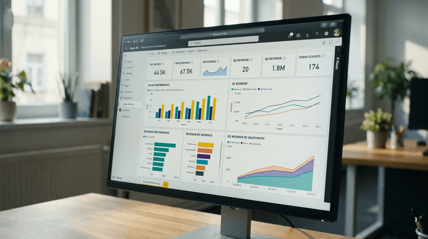 Business analytics dashboard with data charts and graphs